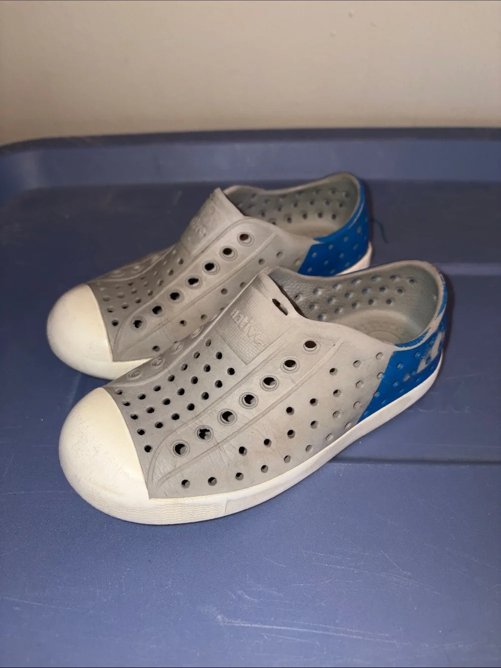Native Kids Grey and Blue Slip-On Shoes
